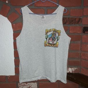 Vtg. 1993 Paradise Garage Baja Willys Cantina Light Grey Tank Top Shirt Large